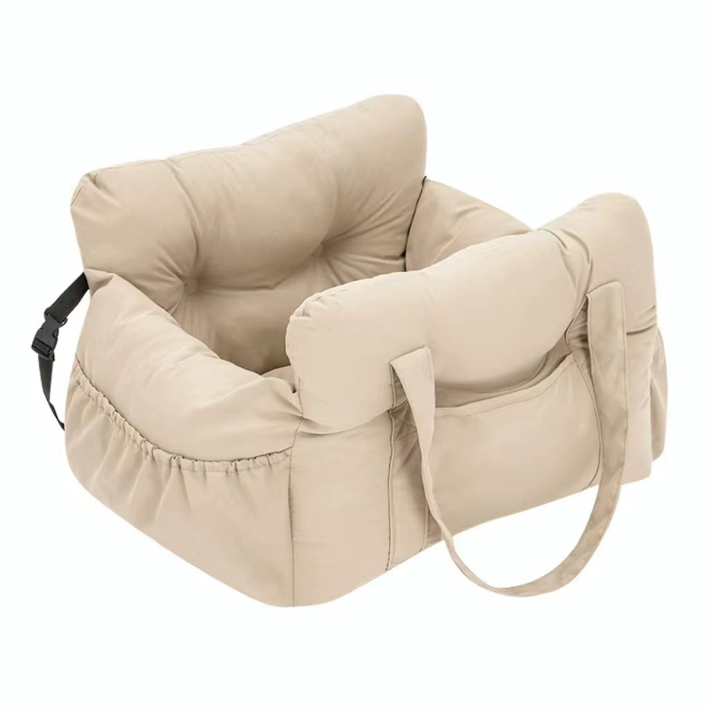 Dog Car Seat with Safety Belt - Non-Slip Pet Car Bed for Small Dogs, Washable Travel Carrier with Secure Straps for Safe Car