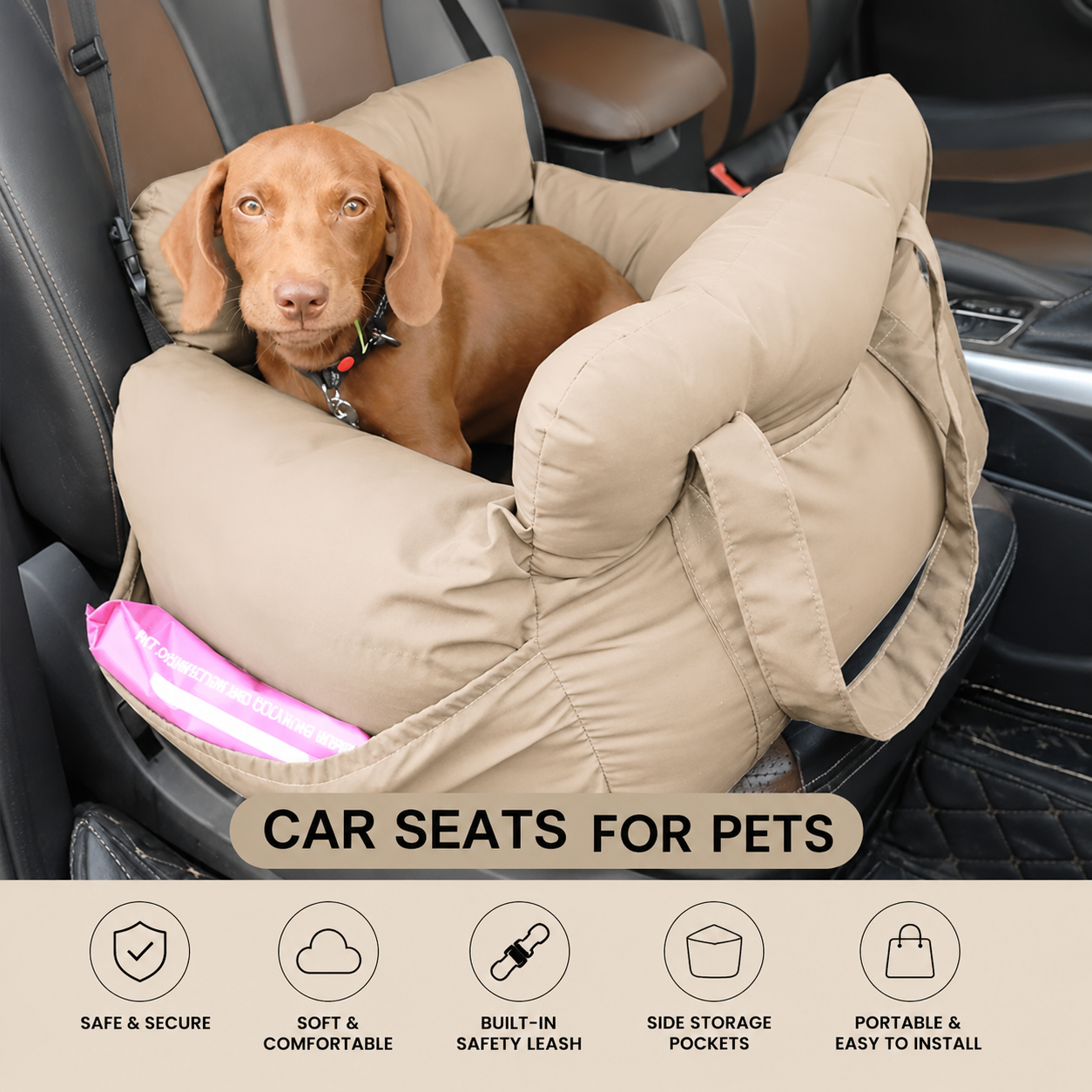 SparkSeasons™ CozyRide Safety Pet Car Seat