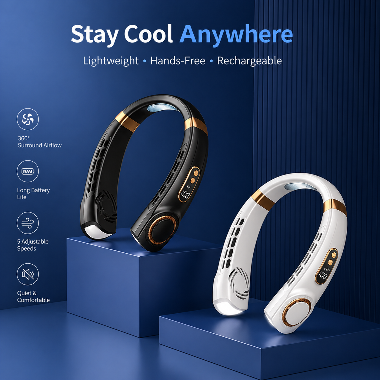 SparkSeasons™ Bladeless Neck Fan — Hands-Free Cooling Anywhere
