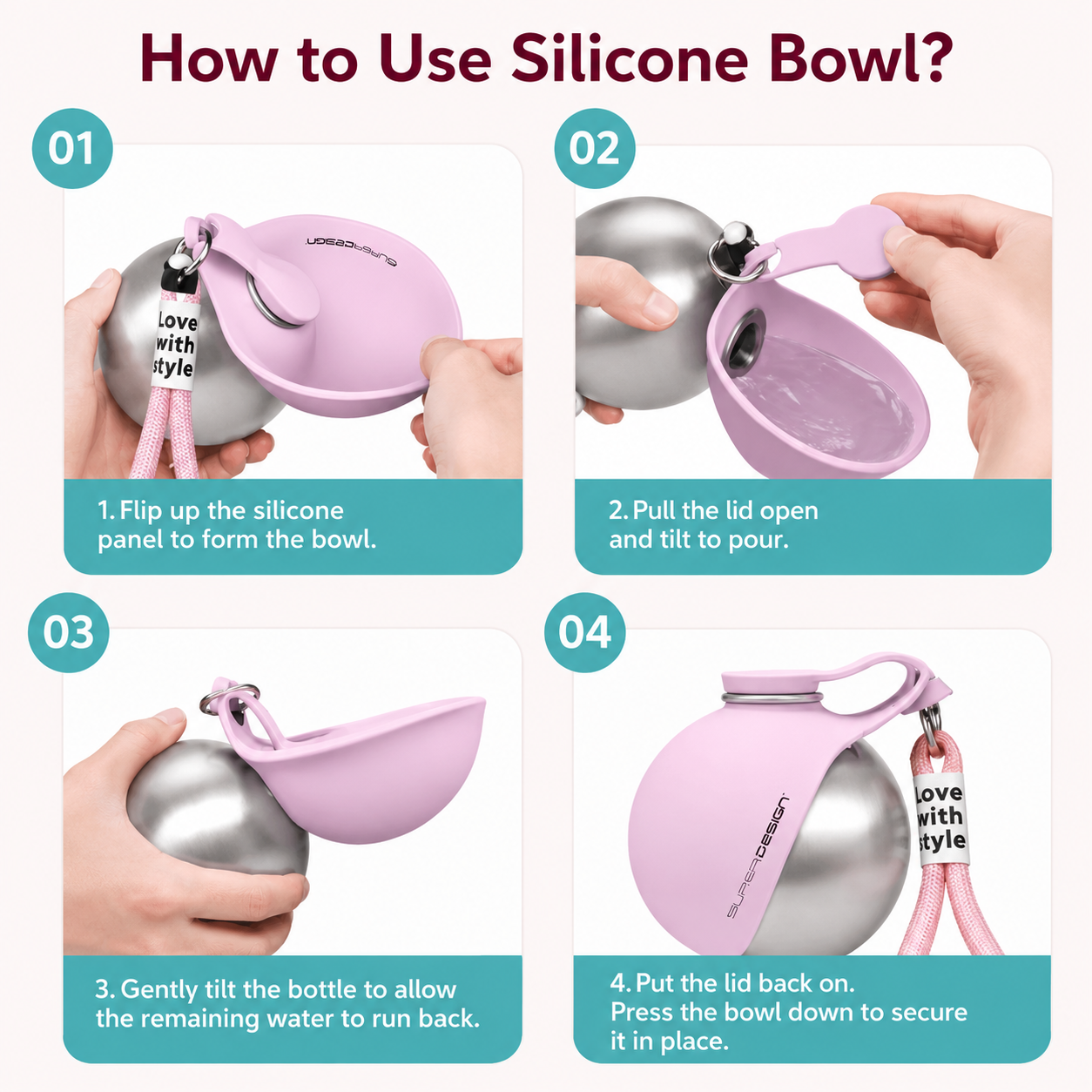 SparkSeasons™ PupFlow Travel Bottle